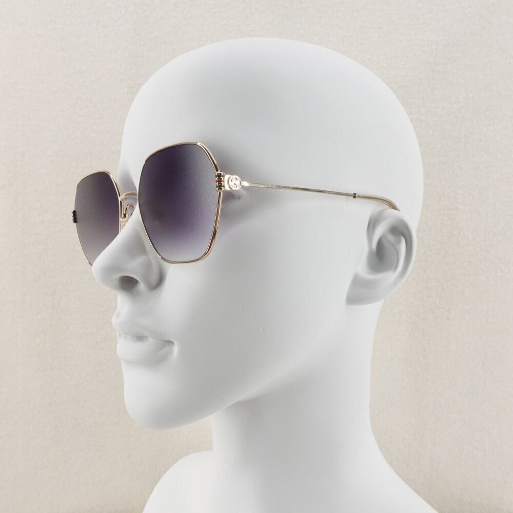 Gucci GG1285 Square Sunglasses Gold Gray OS - Picture 12 of 16